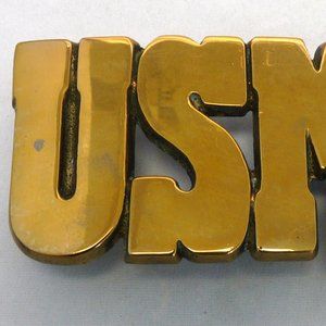 Vintage USMC brass belt buckle Marine heavy military